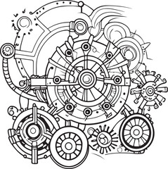 machine with gears and cogs line 