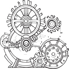 machine with gears and cogs line 