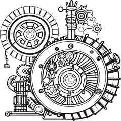 machine with gears and cogs line 