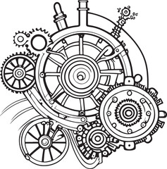 machine with gears and cogs line 