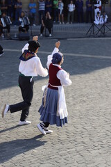 Basque folk dance exhibition in an outdoor festival