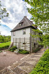 Fototapeta na wymiar The garden house with garden of Johann Wolfgang von Goethe in Weimar, Thuringia, Germany. Unesco World Heritage Site,