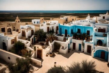 Tunisia. Djerba island. Guellala village with the mediterranean sea in a background