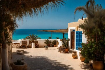 Tunisia. Djerba island. Guellala village with the mediterranean sea in a background