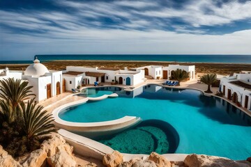 Fototapeta na wymiar Tunisia. Djerba island. Guellala village with the mediterranean sea in a background