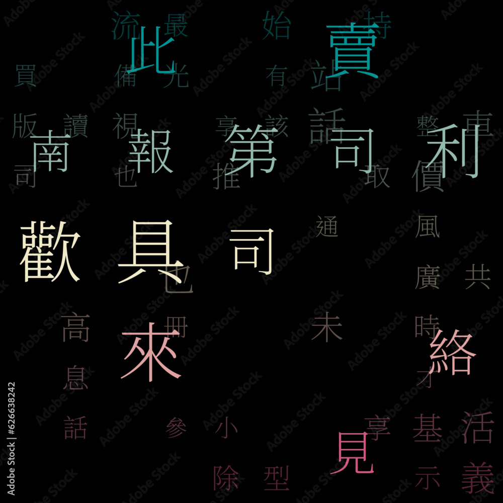 Poster letters matrix background. random characters of chinese simplified alphabet (hong kong). gradiented 