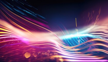 Dark background with lines and spotlights, neon light, night view. Abstract pink background.