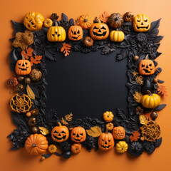 Halloween background pattern with pumpkins and skulls