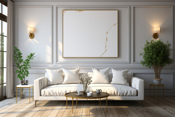 A contemporary gold frame, seamlessly blending with modern interior designs Generative AI
