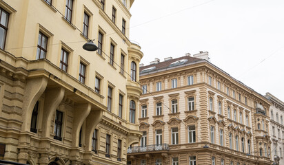 Fototapeta premium Old high-rise buildings in Vienna, Austria. The old part of the city is a UNESCO heritage site.