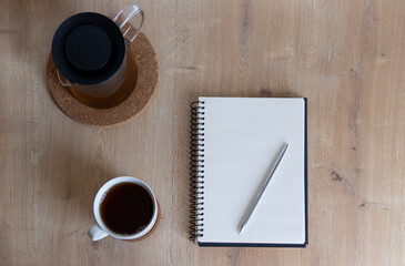 cup of coffee and notebook