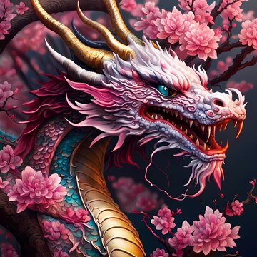 Rose dragons in the sky