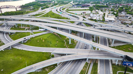 Aerial crisscrossing highway system in Louisville Kentucky