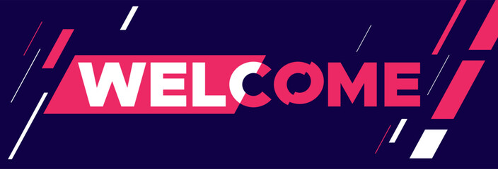 greeting welcome flat design template outline style. minimalist and flat style welcome greeting design. bright nuanced design suitable for website banners and posters