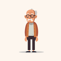 sad old man vector flat minimalistic isolated illustration