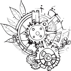 machine with gears and cogs line 