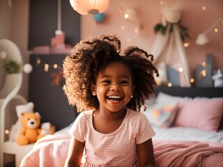smiling black girl in your room