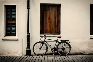 bicycle in front of a brick wall