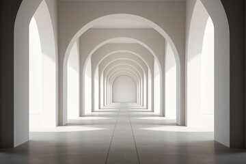 Architectural minimalism: View through multiple arches.