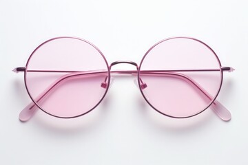rose-colored round glasses on isolated background 