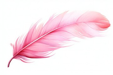 Pink flamingo watercolor feather