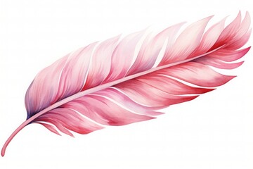 Pink flamingo watercolor feather