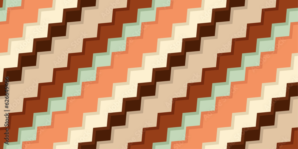 Poster diagonal ladder made of coffee zag-zags. seamless pattern with angular diagonals. coffee corner stai