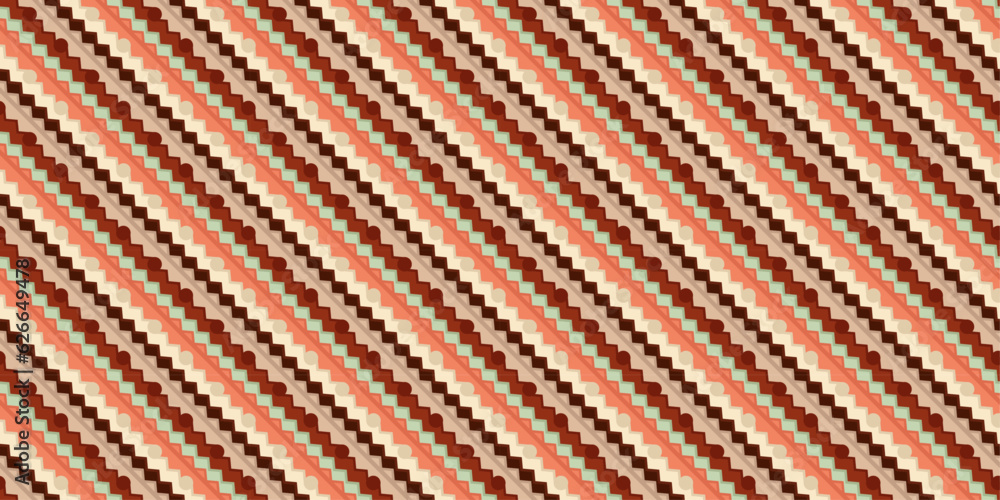 Poster Diagonal ladder made of coffee zag-zags. Seamless pattern with angular diagonals.
