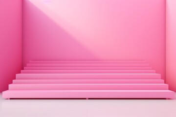 Architectural,conceptual composition on bright pink background with stairs