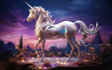 Obraz na płótnie Canvas Fantastic Unicorns under the stars