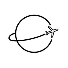  An airplane circling the earth. Air travel - vector icon
