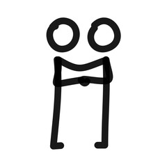 two stick figures agreeing, simple line art doodle