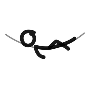 stick figure relaxing in a hammock, simple line art doodle 
