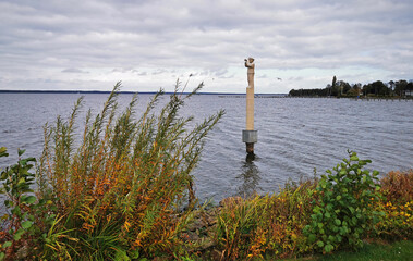 View of jetty in reeds in great evening atmosphere