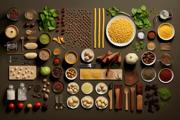 Fototapeta na wymiar Highlighting different types of food culinary ingredient