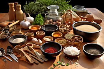 Fototapeta premium Highlighting different types of food culinary ingredient