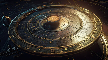 Illustration of Steampunk game observatory.