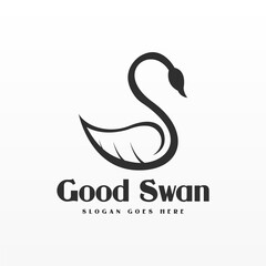 Swan logo design template. Swan logo concept. Animal logo design concept