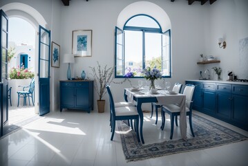 Empty, stylish dining room with window, table, chairs, and inviting interior design.