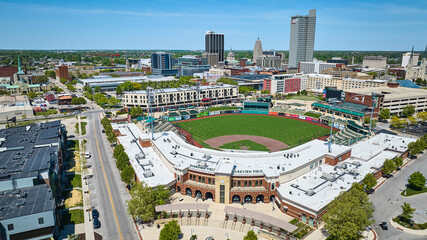 Fototapeta premium Parkview Field Tin Caps Stadium ballpark baseball diamond cityscape landscape aerial cathedral