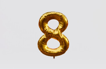 Gold Balloon Number 8 3d render 