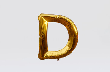 Gold Balloon Letter D 3d render 