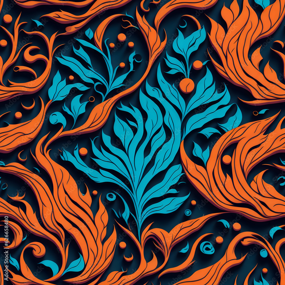 Poster abstract colorful swirl seamless pattern, generative ai