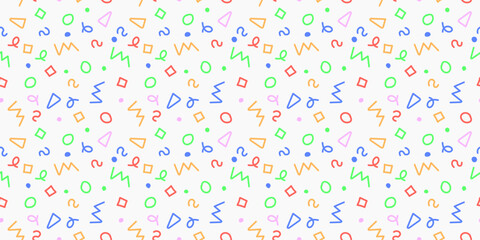 Squiggle doodle seamless pattern. Scribble color illustration.