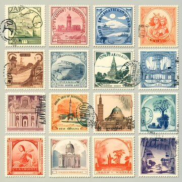 Old Us Postage Stamps Stock Photo - Download Image Now