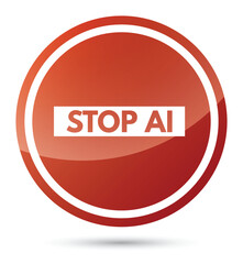 No to artificial intelligence. Prohibition of AI. Stop sign, icon, logo