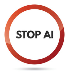 No to artificial intelligence. Prohibition of AI. Stop sign, icon, logo