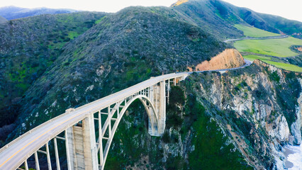 Bixby Creek Bridge,Highway 1 and Big Sur coast California. Bixby Canyon Bridge in California and Big Sur. 