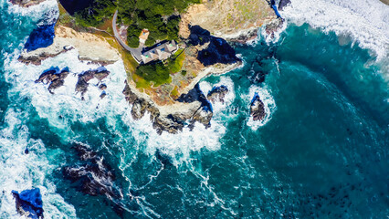 Big Sur coastline panorama at sunset, California, USA. Route 1 Big Sur California. A panoramic view of the Big Sur coastline along California.