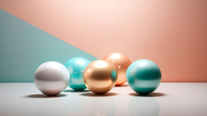 A Set of Spheres on a Pink and Blue Background